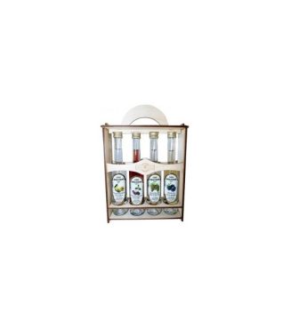 4 different flavor palinka Wood box with dried fruit by Bolyhos